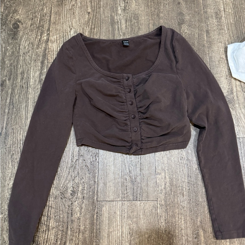 Women's Chocolate Brown Long Sleeve Top